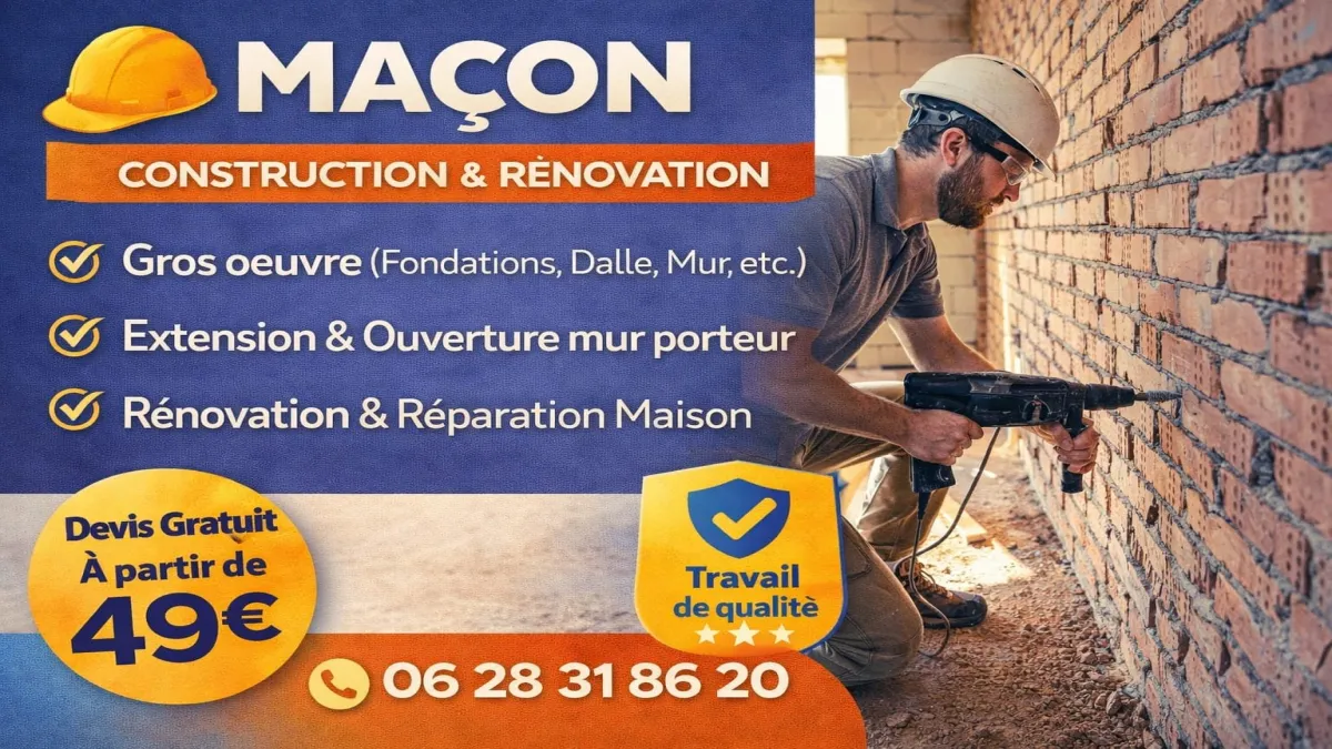 Maçon professionnel à Mimet pour construction, rénovation et gros œuvre